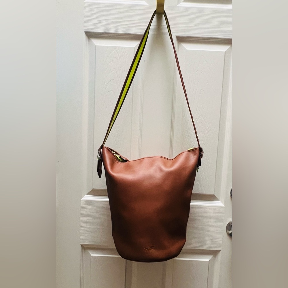 Large Vintage Coach leather Duffle Bucket Crossbody Bag
